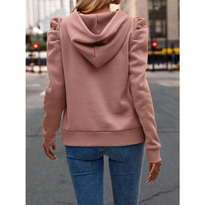 VEZFAA Damen-Kapuzenpullover und Sweatshirts mit modischem, lässigem, einfarbigem Druck und langen Ärmeln