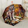 Automatischer Outdoor-Regenschirm „Autumn Wolf Majesty“ mit 8 Streben aus robustem Kunststoff und Eisen – perfekt für Outdoor-Abenteuer und ein stilvolles Accessoire.