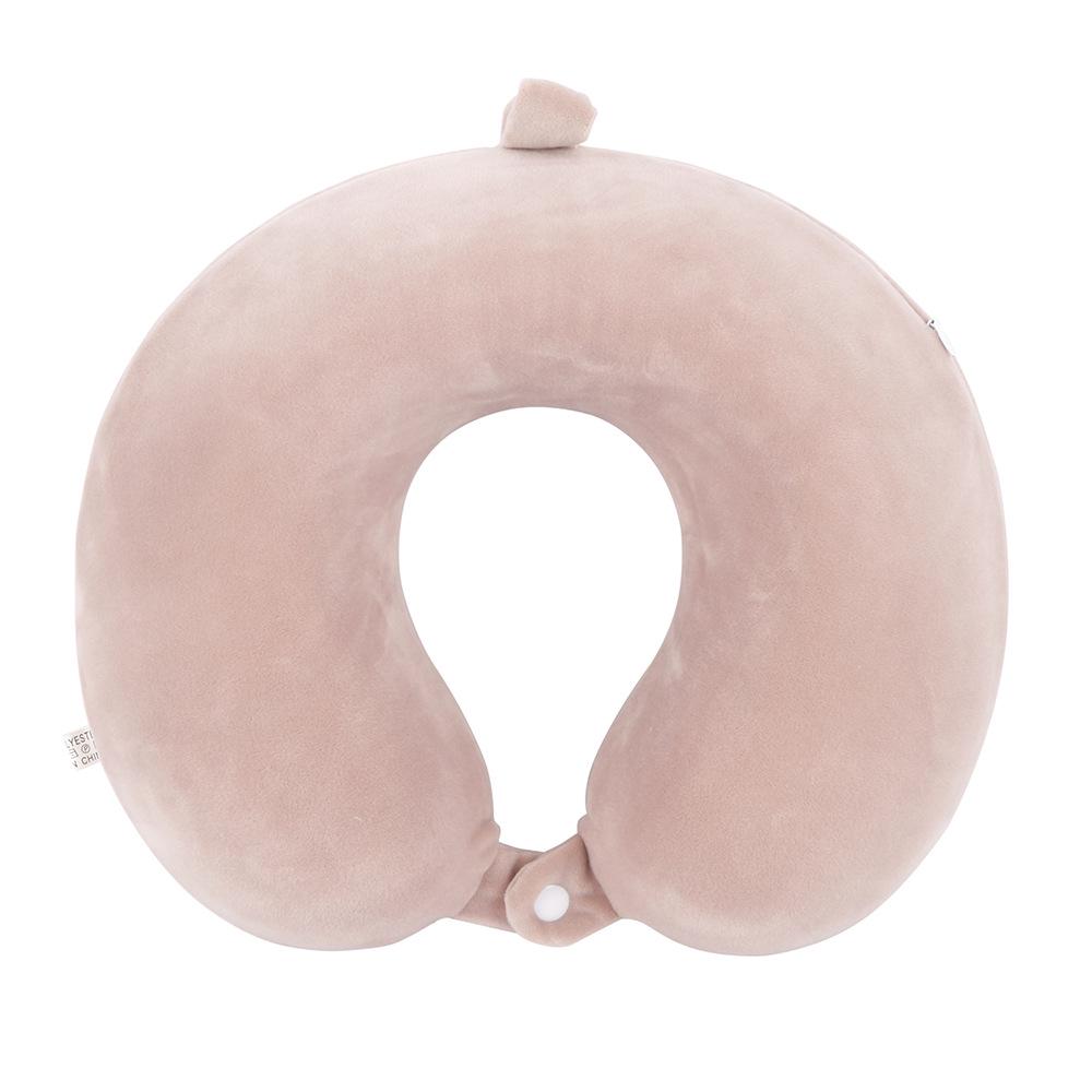U-Shaped Travel Neck Pillow with Embroidered Logo - Solid Color Memory Foam Design