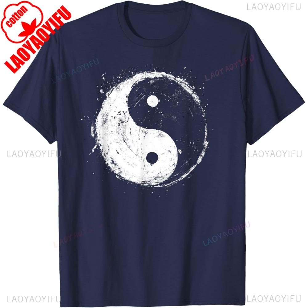 Yin Yang Graphic Printed Man TShirt Equilibrium Chinese Martial Arts Fashion Short Sleeve Cotton Tshirt Casual Loose Tees