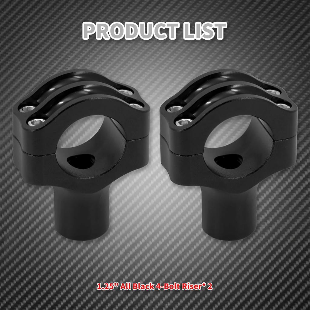Motorcycle 1.25" Handlebar Riser Clamp Fit For Harley Softail Sportster XL Dyna Touring Road King (Black)