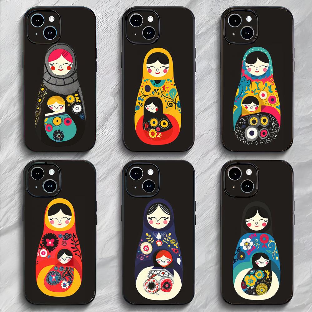 Traditional Russian Toy M-Matryoshka doll Phone Case Black Matte Thin Phone Case For iPhone17 16 15 14 13 ProMax