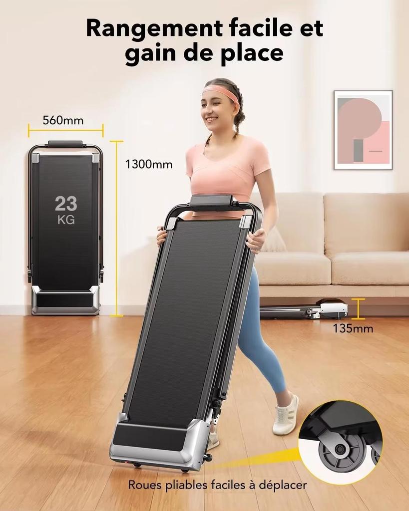 New Toputure 2-in-1 Foldable Treadmill for Home 12km/h Speed, 7% Incline, 2.5HP Motor, Dual LED Display, App Control & Speaker