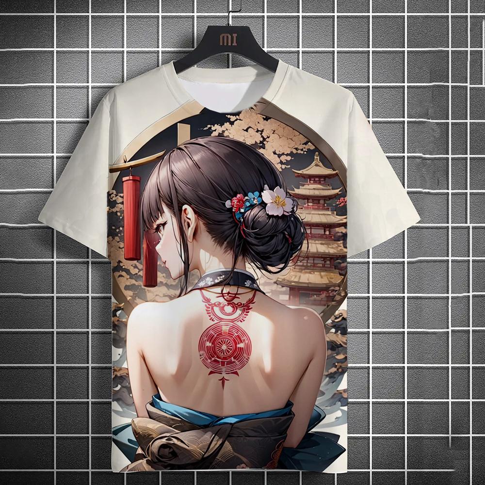 Vintage Girl Pattern Men's T-Shirt Cartoon 3d Printing T-shirt Oversized Tees For Men Bad Girl Harajuku Top Short Sleeve T Shirt