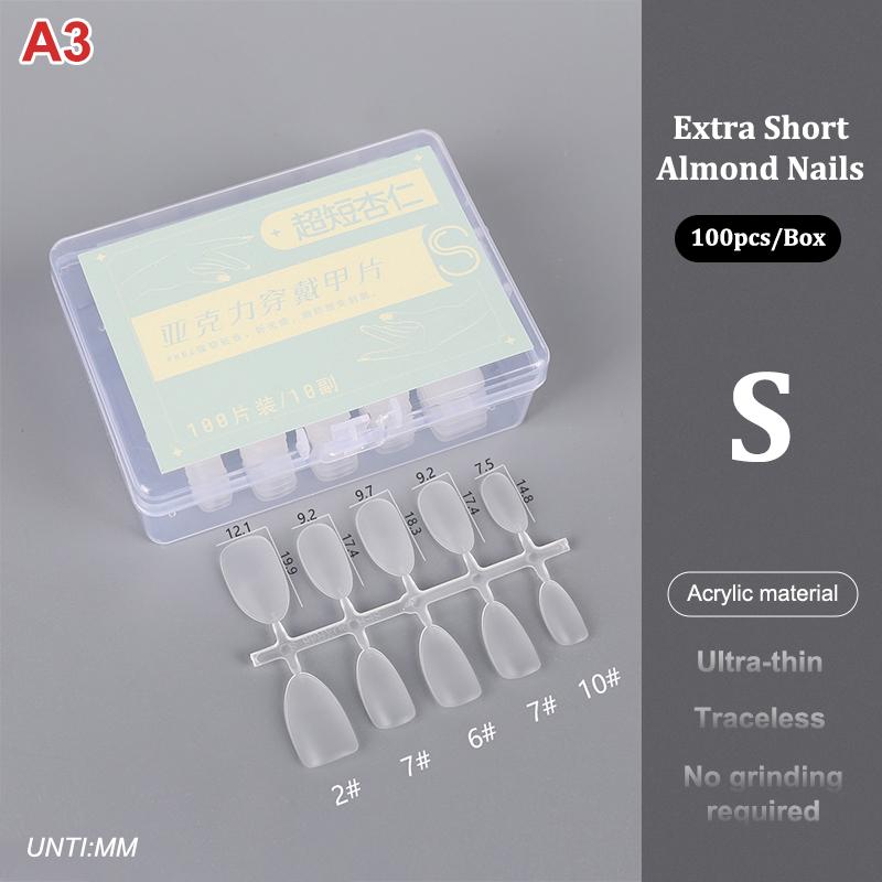 100Pcs/Box Matte Fake Nails No Polishing Press On False Nails Medium Short Design High Matt Soft Gel Nail Tips For Extension