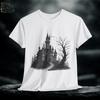 Gothic Castle Graphic Tee: Hand-Drawn Medieval Fantasy T-Shirt