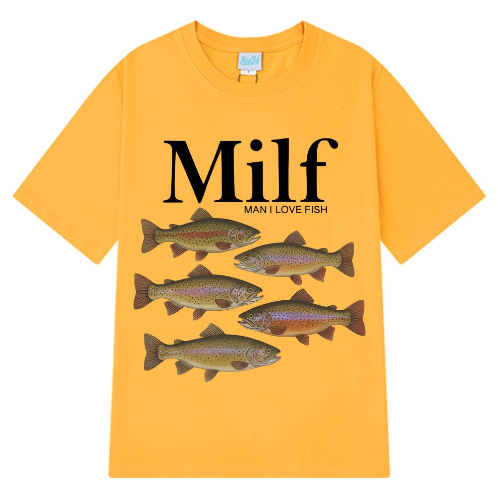 2025 Summer Man I Love Fish Funny Meme TShirt Men Women Vintage 100 Cotton Printed Harajuku Hiphop Tshirts Breathable Tops