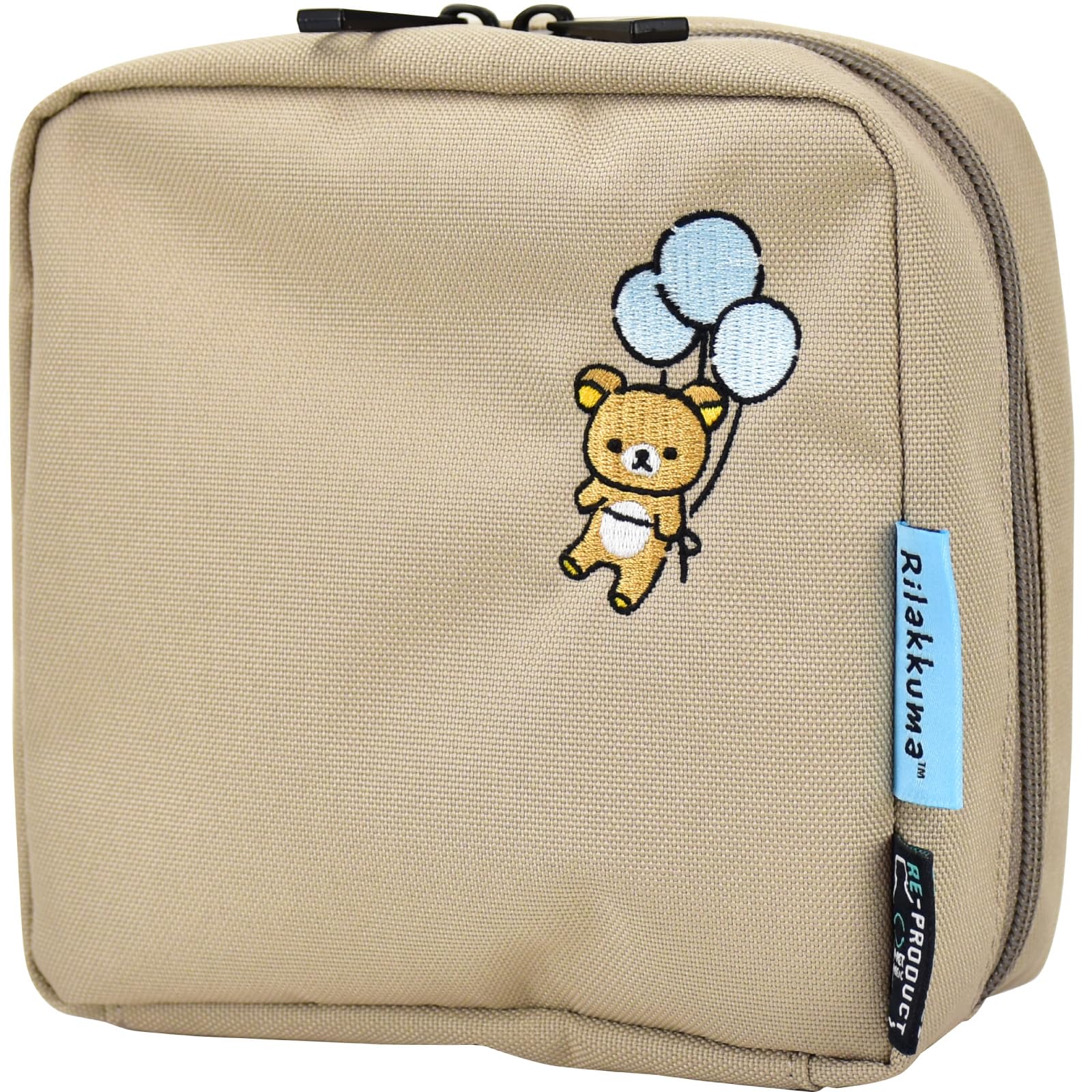 

Large capacity cosmetic small item square many for for for character beige [Marimo Craft] pouch, holder, pouch, self-standing, pockets, women,