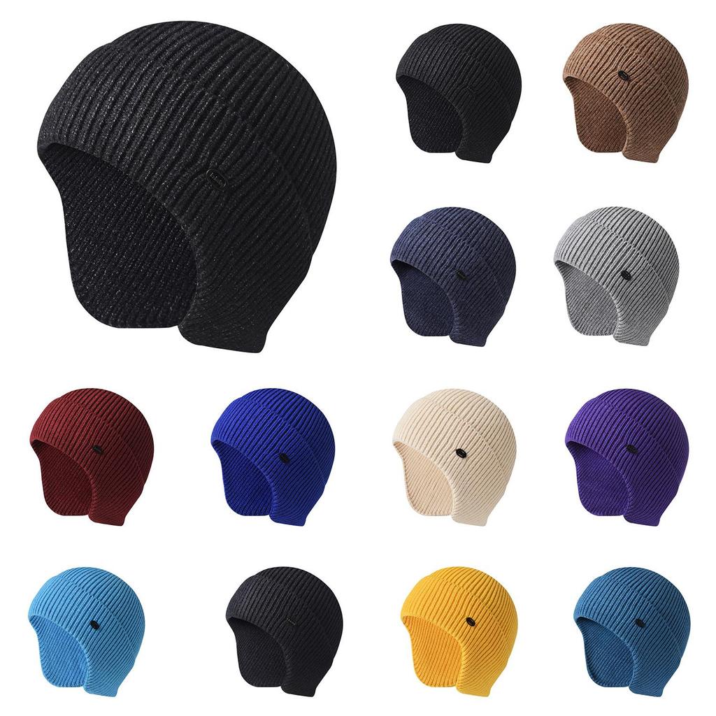 Autumn and Winter Knitting Hats Men and Women's Solid Color Warm Ear Protection Hats Outdoor Cycling Hats Ski Caps