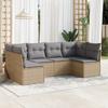 Vidaxl 6-Cz. Set di Mobili da Giardino con Cuscini, Beige, Polyrattan