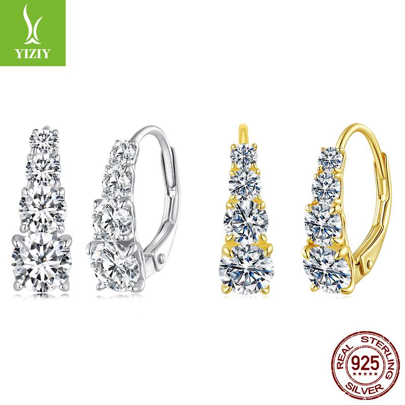 50 Points Mozzarella Diamond Earrings Ear Buckles, Personalized And Elegant Wind S925 Sterling Silver Moissanite Earrings For Women