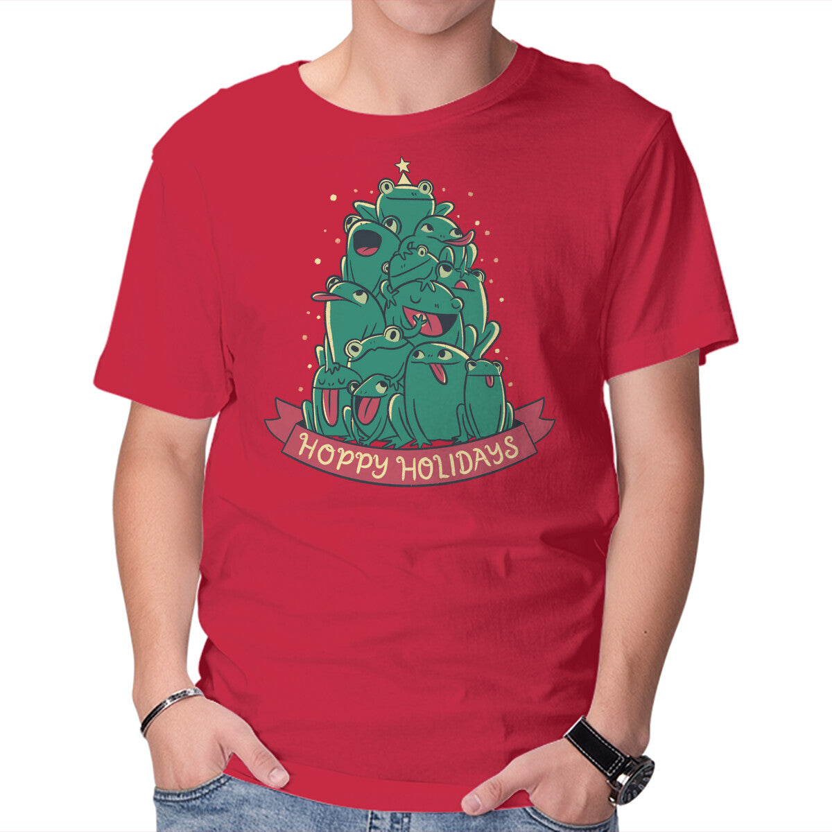 Unisex Crew Neck T-Shirt Hoppy Holidays Graphic Short Sleeve Casual Tee XXL
