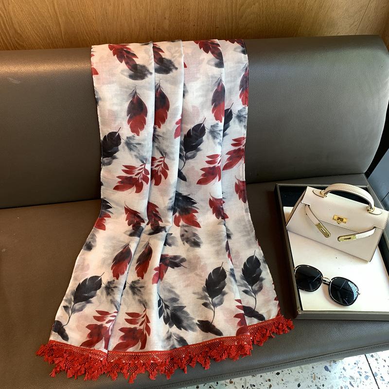 Spring And Summer Encrypted Bali Sari Brocade Silk Scarf Fashion High-End Outer Printing Sunscreen Shawl Versatile Thin Scarf