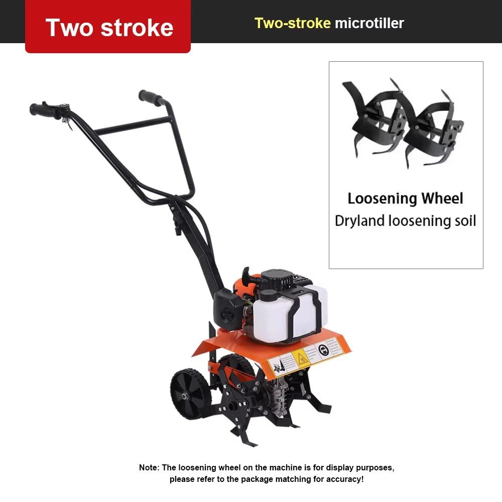 Mini Rotary Tiller Cultivator Lightweight Hand-pushed Gas-power Tiller Cultivator High Power Garden Tool for Farm&Garden Use