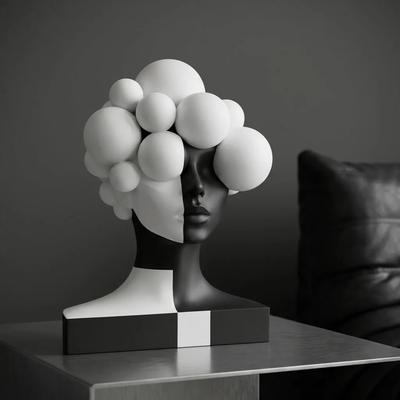 Creative Italian Minimalist Black White Abstract Human Statue Niche Art Decor Prop For Showroom Office Living Room Tabletop Scul