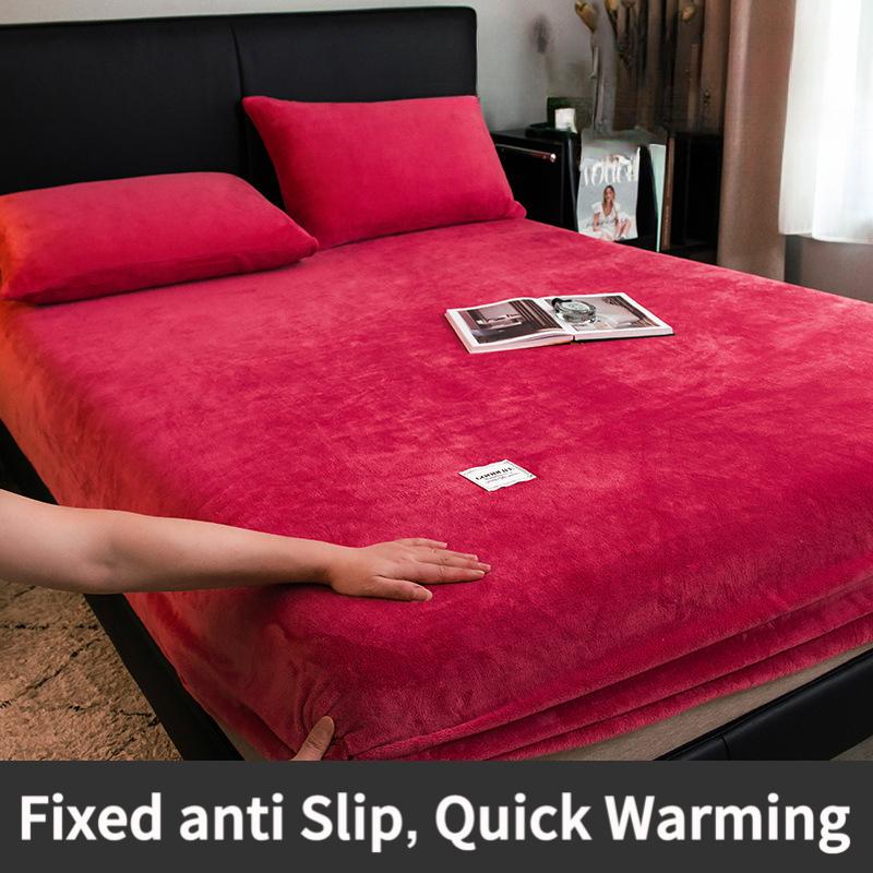 2025 Velvet Thermal Mattress Cover, Plush Fabric Sheets For Winter, Bed Cover, Bed Sheets Set For Single Double King Queen Bed 160x200