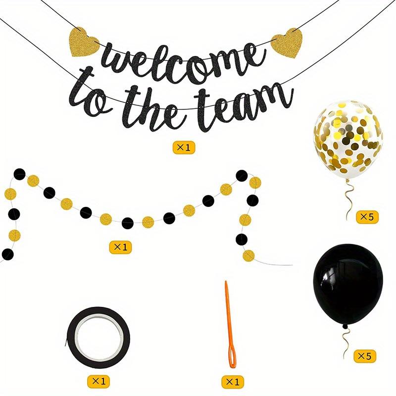 Welcome to Team Banner Black Gold Flash Welcome Banner for New Employees Team Members Colleagues Staff Colleagues New Teachers Welcome Party