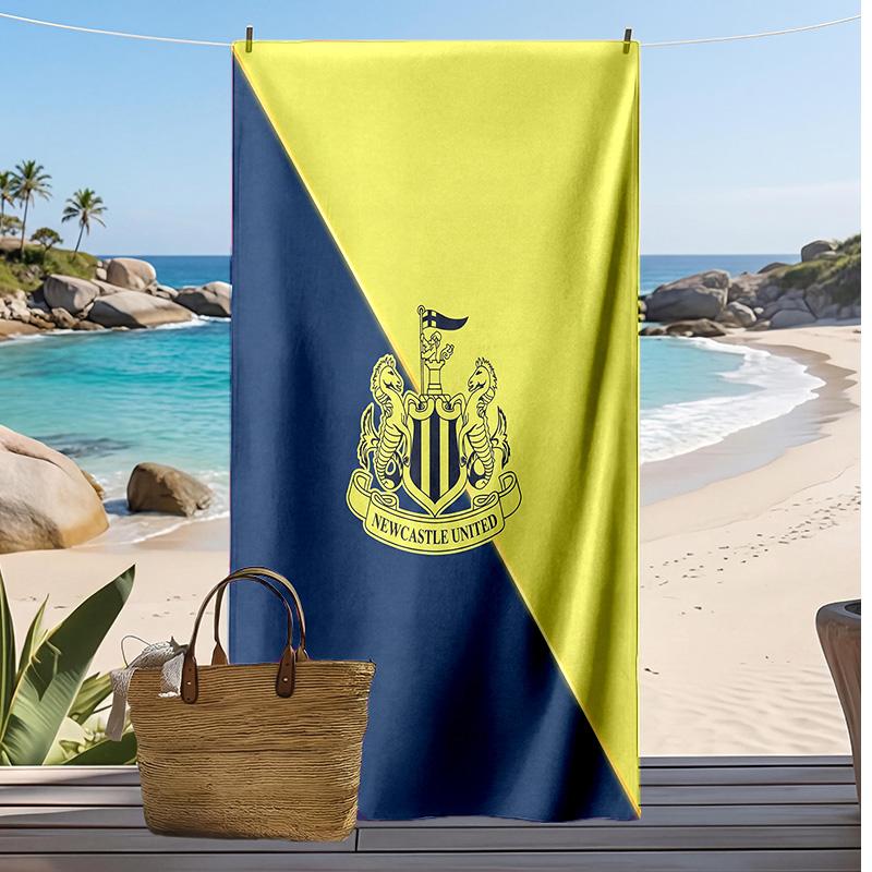 Asciugamano da Spiaggia con Stampa del Newcastle United Football, Asciugamano Grande Morbido ad Asciugatura Rapida per Spiaggia Campeggio Nuoto