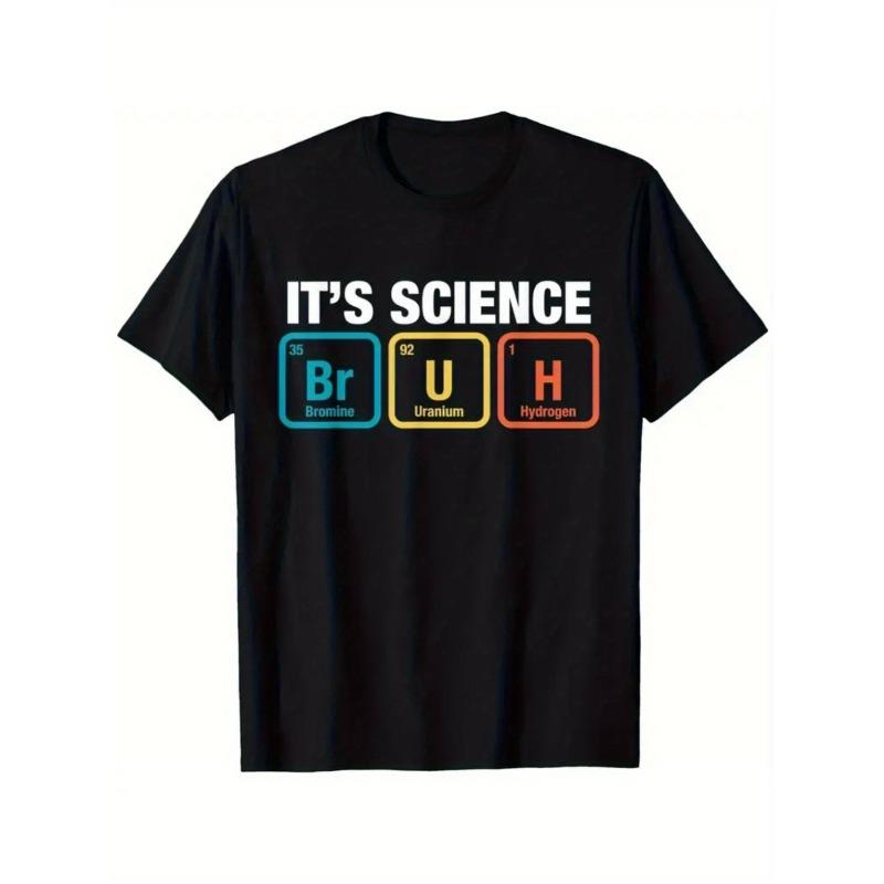 

European sizes IT S SCIENCE Print with Bromine, Uranium, and Hydrogen Element Symbols, Bold Design, Crew Neck, 164cm чорний