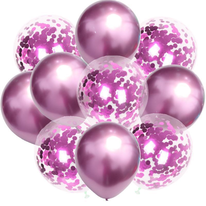 Birthday & Ceremony Decoration Balloon Set: Metallic Sequins, Table & Ground Floating Balloons.