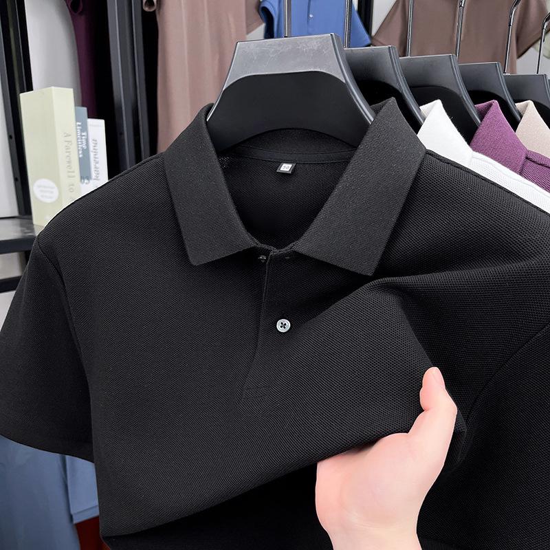 Men's Summer Casual 100% Pure Cotton Polo Shirt with Turn-Down Collar