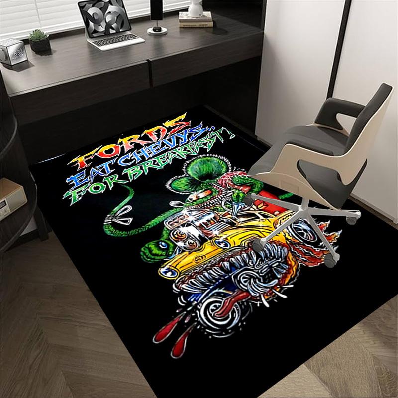

1pc Fords Eat Chevys Home Office, Durable Polyester Floor Mat with Easy, Office Decor, Urban Style, Nonslip Backing 60cm by 90cm