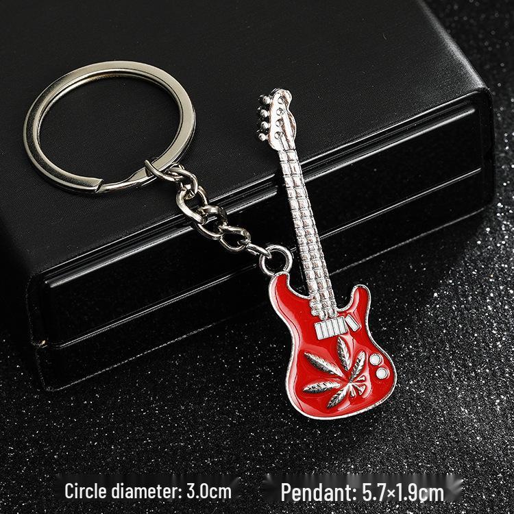 European & American Rock Guitar Keychain: Hip Hop Drip Oil Alloy Pendant Charm for Women's Bags