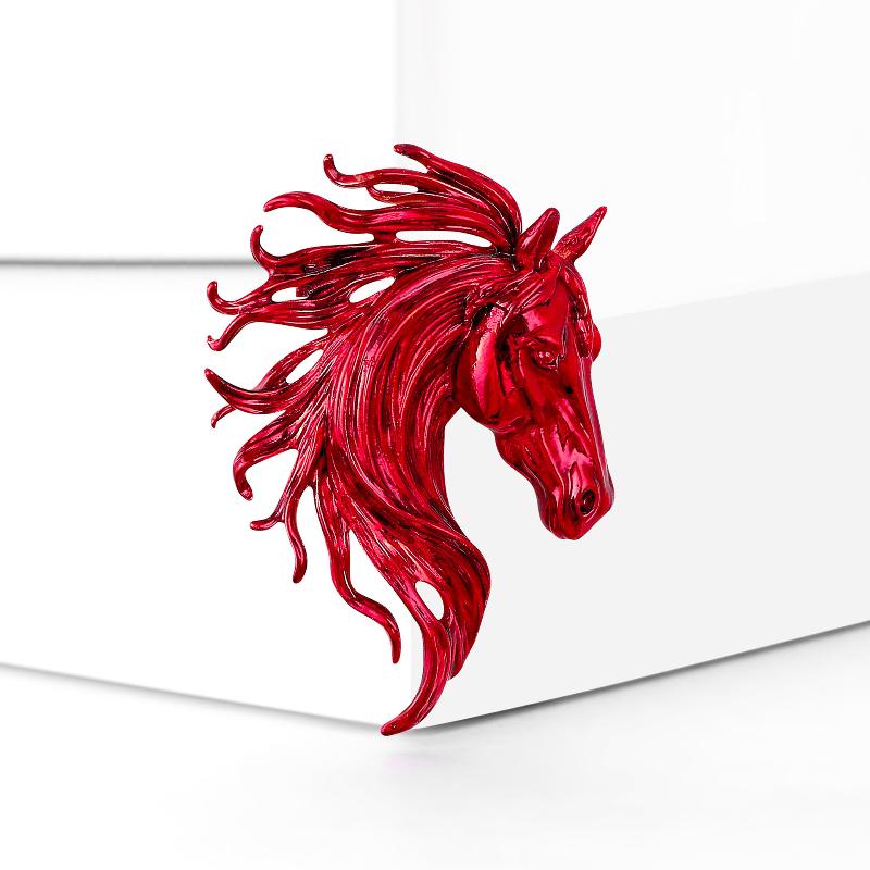 Broches Têtes de Cheval Émaillées Tendance Pour Femmes Animal du Zodiaque Épingles Poney Accessoires de Décoration de Vêtements Cadeaux de Nouvel An