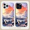 Sunshine Penguin Gold Purple For Iphone 16 Plus 15 14 13 12 Mini 11 Pro Max X XS XR 7 8 Plus 2022 Tempered Glass Phone Case