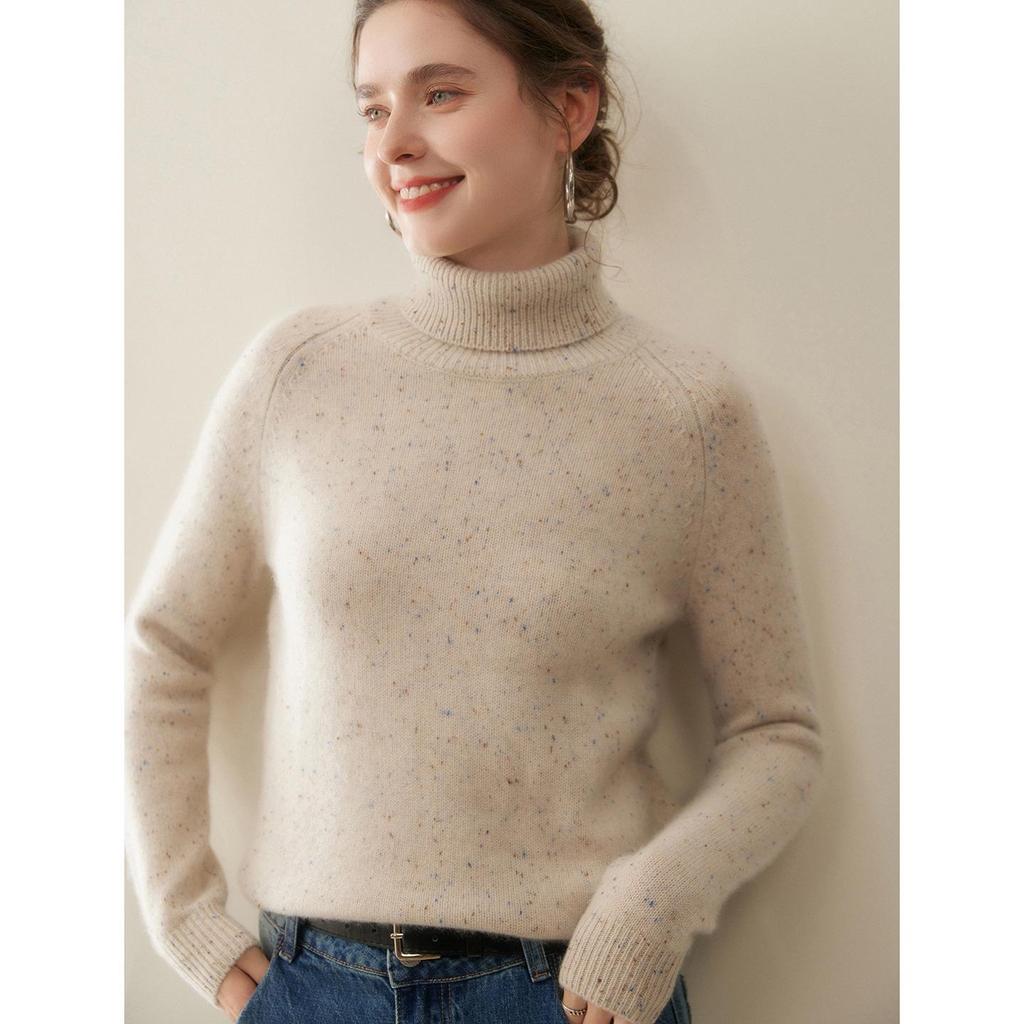 2025 Fall/Winter Women's High Neck Soft Five-Needle Thick Cashmere Sweater Base Layer