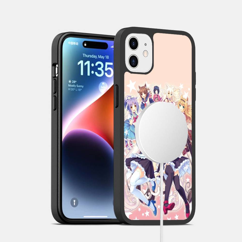 

N-NekoparaS Anime cute For Magsafe Case for iPhone 17 16 Pro Max 15 14 Plus 13 12 11 Wireless Charging Phone Cover iPhone 14 plus