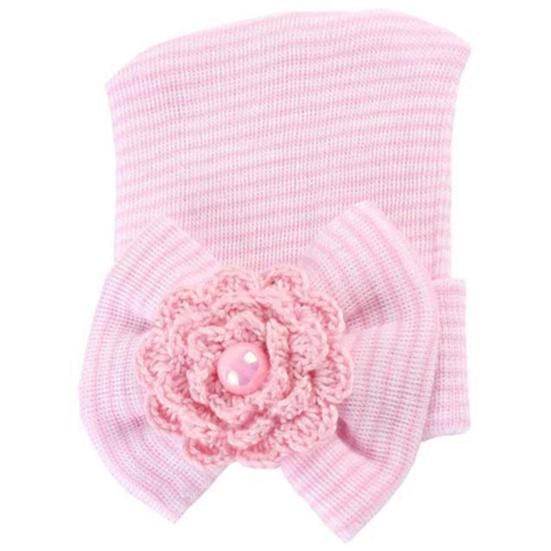 

Baby Beanie Bowknot Rhinestone Cotton Soft Skin-friendly Knitted Hat for Party 3b