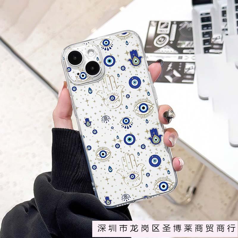 Trendy brand blue eye for iPhone11 Apple 13 mobile phone case 16/15/14 promax transparent soft case XsXr