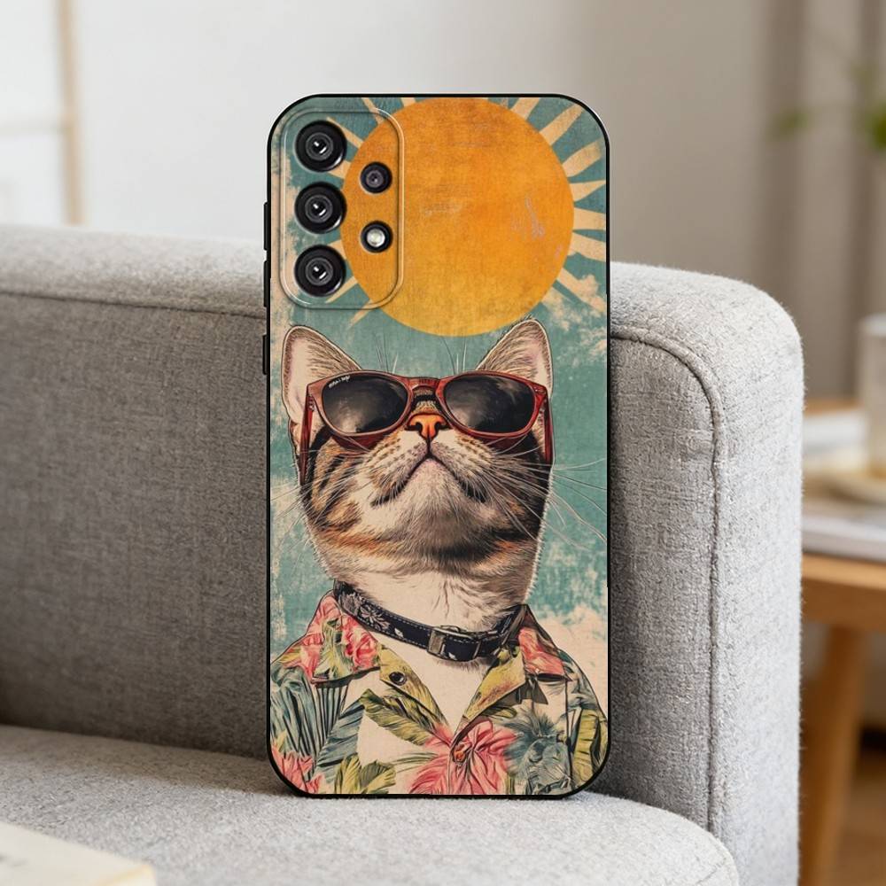 C- Cat Pet Phone Case For Samsung S25,24,23,22,30,21,10,9,Ultra,Plus,Lite Soft Black Case