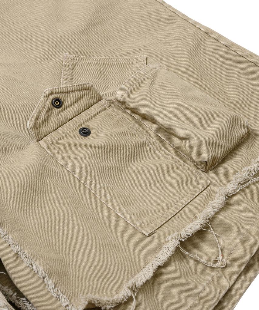 AJOBYAJO Washed Layered Cargo Skirt Shorts [Beige]