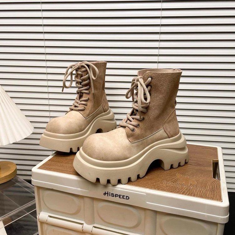 Boss Niu, the Same 2025 Early Autumn Martin Boots, Lapel Two Wear Locomotive Boots, Short Boots, Tooling Boots, Small Man Increases Height for Women