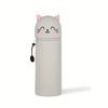 2-in-1 Expandable Silicone Pencil Case & Desk Organizer, Cute Cat Design for School Office Home, Soft Durable Stationery Storage