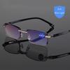 Men Anti Blue Light Glasses Presbyopia Goggles Women Vintage Rimless Eyewear Diopter +1.0 1.5 2.0 2.5 3.0 3.5 4.0