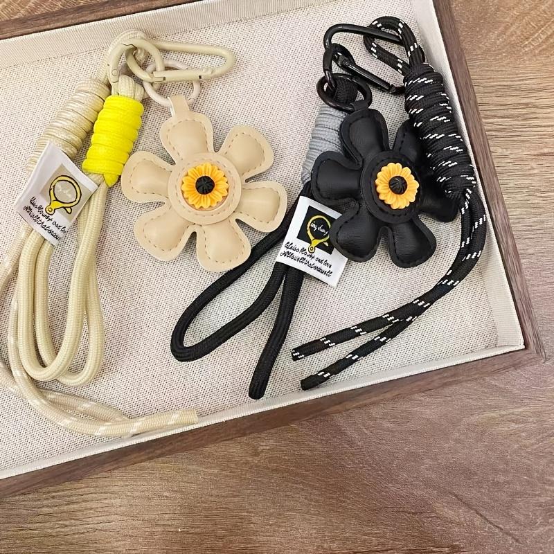 New Faux Leather Sunflower Bag Charms Fashionable Pendant Of Bag Braided Rope Woman Accessories Gift