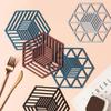 Desktop Geometric Hollow Non-slip Silicone Heat Resistance Trivet Mats Coaster Cup Pad Placemat