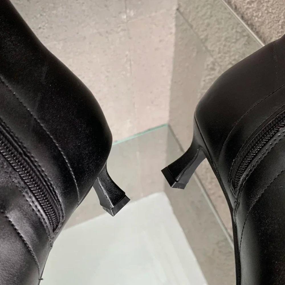 Modische spitze Damen-Ankle Boots mit dünnen niedrigen Absätzen, Frühlingsschuhe, bequemes weiches Leder, kurz, Damengröße 35-42