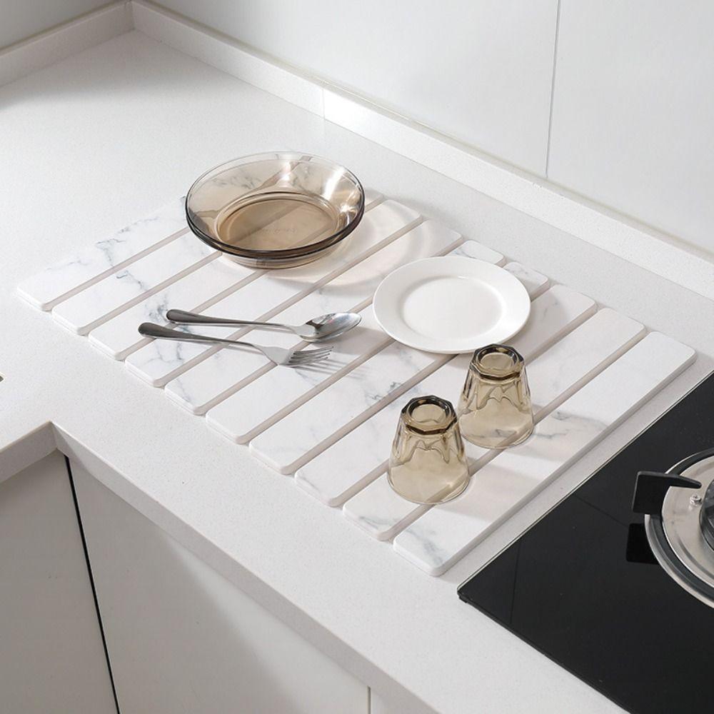 Reusable Stone Dish Drying Mat Nonslip Kitchen Drying Mat New Dish Drainer Mat Home Kitchen