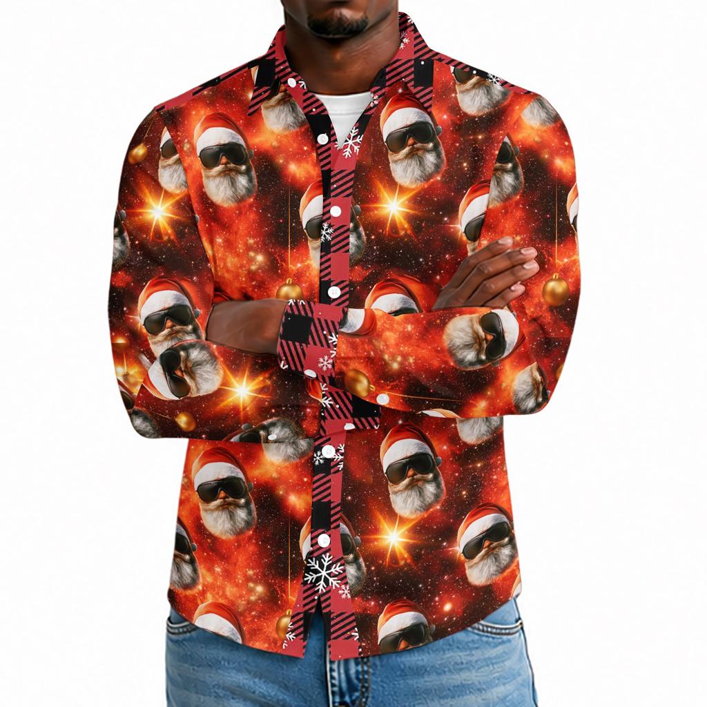 Herren Freizeit Langarmshirt mit Weihnachtsdruck für Frühling und Alltag