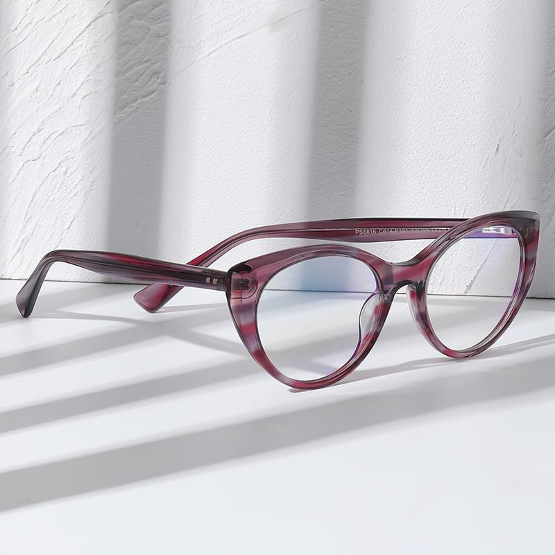 Blattrahmen, blaues Licht blockierende Katzenaugen-Korrekturbrille, Damen, Studentin, Myopie, photochrome Brille, 0 – 0,5 – 0,75 bis –6,0