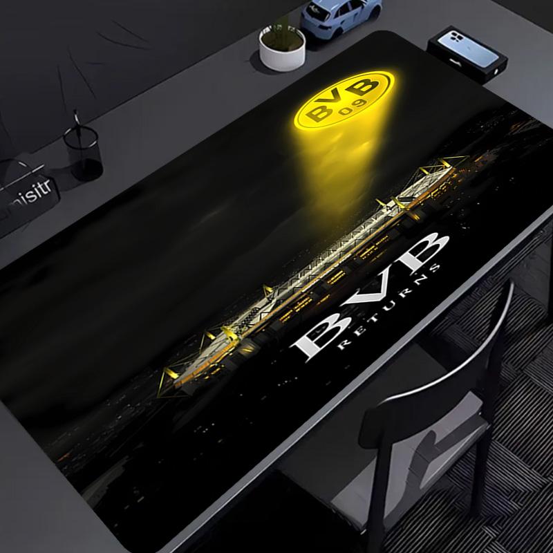 Borussia Dortmund Mauspads - Rutschfeste Gummibasis, Glatte Oberfläche für Arbeit, Gaming, Büro und Zuhause, Schreibtisch-Mauspad 30cmx60cm black