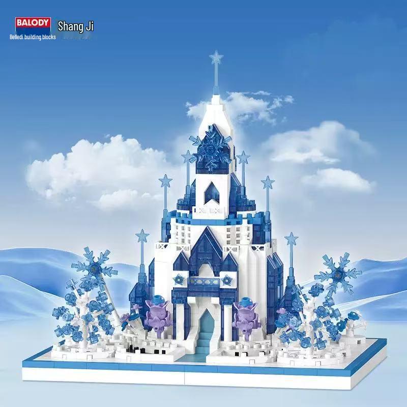 BeleDi Micro-Particle Castle Blocks: Dreamy Ice & Snow Princess Educational Toy for Girls