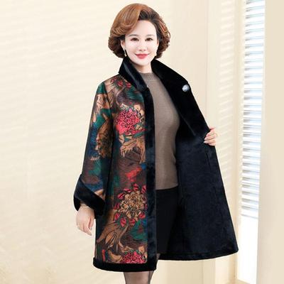 Trendy Fur Coat Two-sided Fur Outerwear for Mother Thickened  Mink and Cotton Blend Clothes