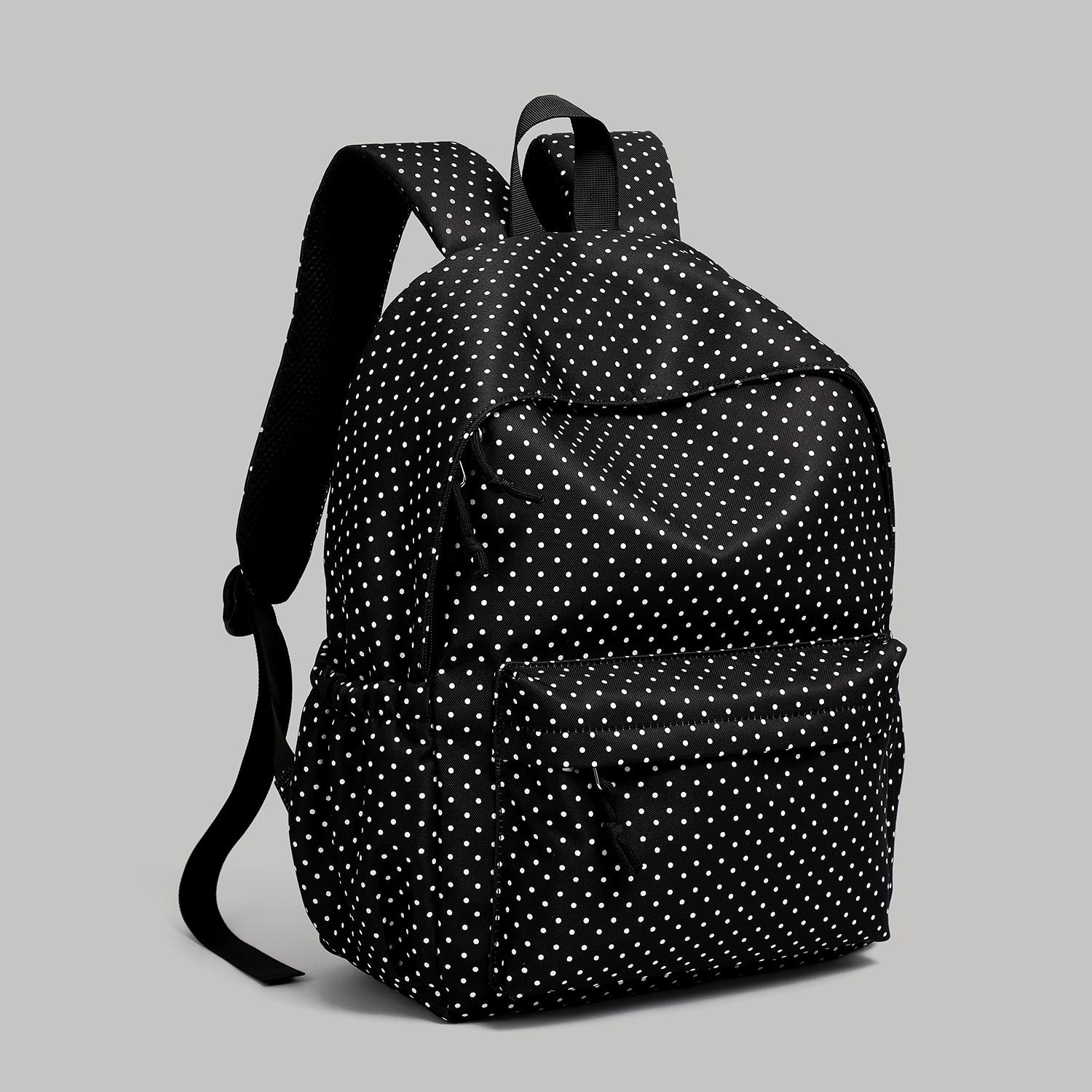 

Japanese ins small fresh schoolbag female love polka dot junior high school student large capacity backpack high value student schoolbag large bag чорний