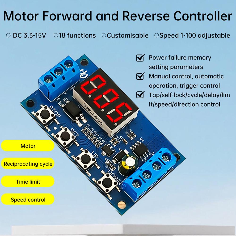 ZK-MC01 High Power Motor Forward Reverse Controller Module DC 3.3-15V Auto Cycle Timing Delay Module DC Motor Controller Module