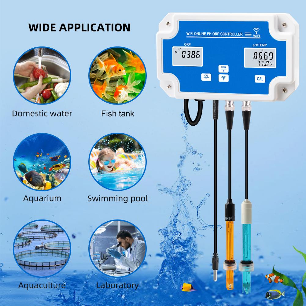 Smart WIFI Online Meter PH ORP Temp Aquarium Water Quality Tester Monitor Controller for Swimming Pool Spa Soilless Cultivation